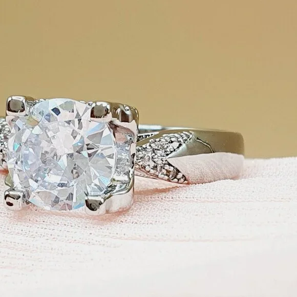 Beautiful Engagement Pure Cubic Silver Rings for Women, INDN8445 - Picture 6 of 8